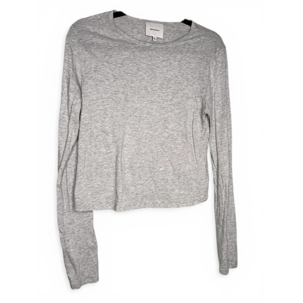 Reformation long sleeve grey tshirt cropped